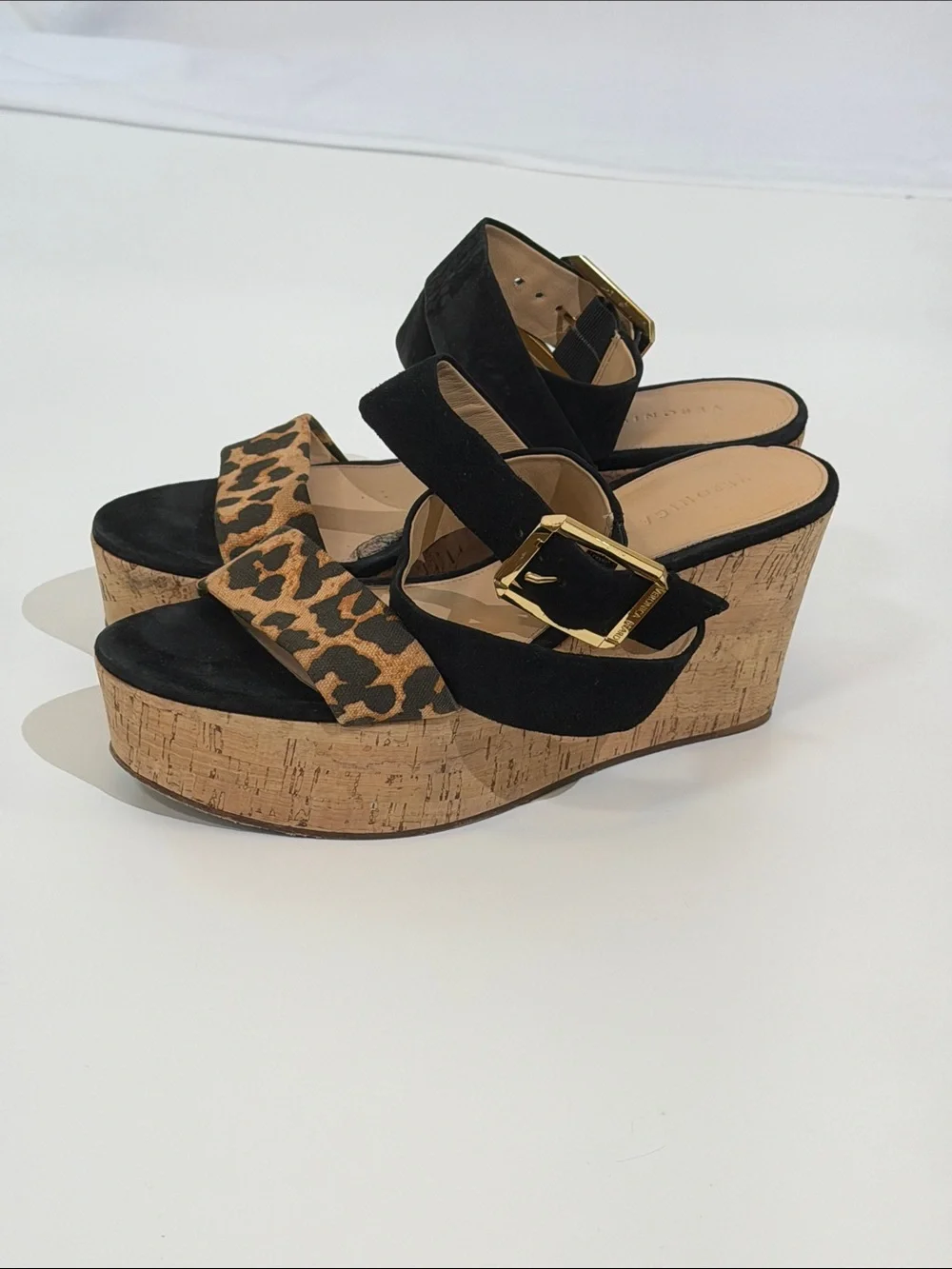 Veronica Beard Hurley Platform Wedge Sandal Size 7 Cork Leopard Print